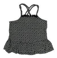 Černo-bílý crop top se srdíčky Matalan