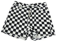 Čierno-biele kockované rifľové kraťasy H&M