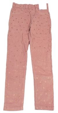 Ružové bodkovaná é skinny manšestráky Denim Co.
