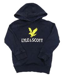 Tmavomodrá mikina s logom a kapucňou Lyle&Scott