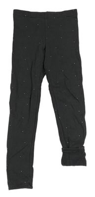 Antracitové puntíkaté zateplené legíny H&M