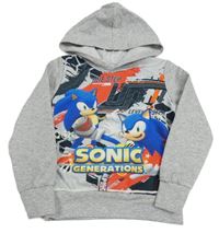Sivá mikina so Sonicem a kapucňou