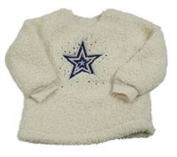 Biela huňatá mikina s hviezdou Tu