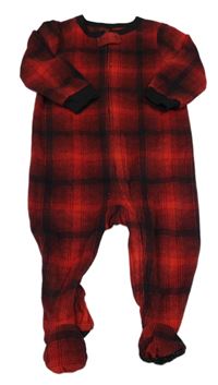 Čierno-červený kockovaný fleecový overal GAP