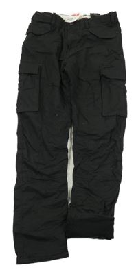 Nové - Černé podšité plátěné cargo cuff kalhoty H&M