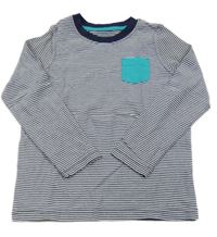 Tmavomodro-biele pruhované tričko Lupilu