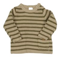 Béžovo-khaki pruhovaný rebrovaný sveter Next