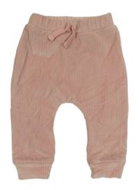 Ružové rebrované plyšové tepláky Nutmeg