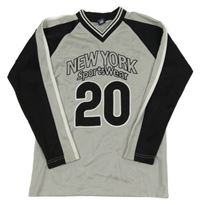 Sivo-čierne športové tričko s nápisom a číslom C&A