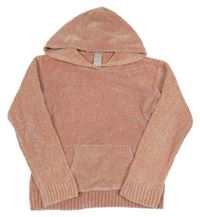 Ružový žinylkový sveter s kapucňou C&A