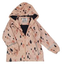 Ružovo-tmavomodrá vodeodolná zateplená bunda s kapkami a kapucňou Lupilu