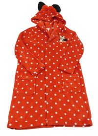 Červeno-bílý puntíkatý plyšový župan s Minnie a kapucí H&M
