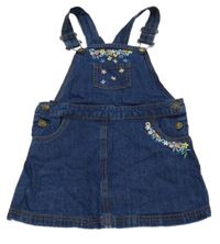 Tmavomodré na traké rifľové šaty s kvetmi