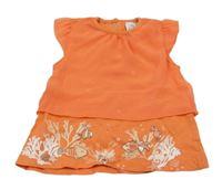 Korálová tunika s rybami a šifonovým prvkem Topomini