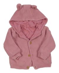 Růžový propínací podšitý svetr s kapucí M&S