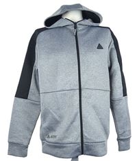 Pánska sivo-čierna športová prepínaci tech fleece mikina s kapucňou Peak