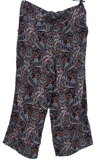 Dámské černo-vínovo-modré vzorované culottes kalhoty Vero Moda 