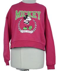 Dámska tmavoružová crop mikina s Mickeym Disney