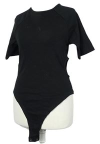 Dámske čierne rebrované body s prestrihmi Select