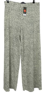 Nové - Dámské smetanovo-černé vzorované culottes kalhoty Dorothy Perkins 