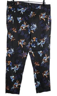 Dámske hnedé kvetované plátenné crop nohavice F&F