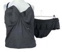 Dámské černé proužkované tankini Debenhams vel. 80G