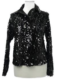 Dámska čierna flitrová blúzka s golierikom Primark