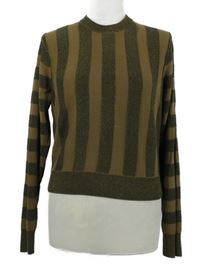 Dámsky hnedý pruhovaný ľahký crop sveter