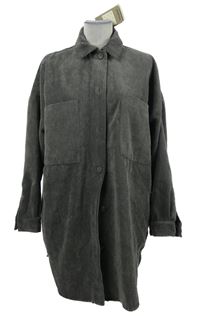 Nové - Dámská tmavošedá sametovo/manšestrová halenková tunika Pull&Bear 