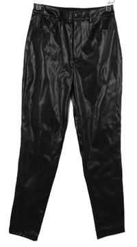 Dámske čierne koženkové nohavice Shein