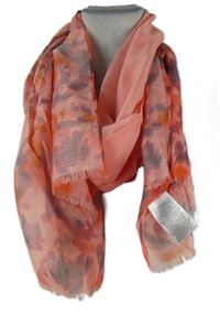 Dámska lososovo-korálová vzorovaná šál