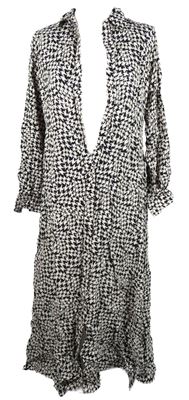 Dámské černo-růžové vzorované košilové midi šaty M&S