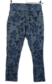 Dámské světlemodré květované capri legíny riflového vzhledu Esmara 