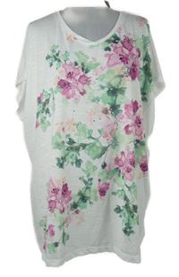 Dámske biele kvetované voľné é tričko Bonmarché vel. 54