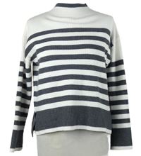 Dámský bílo-šedý pruhovaný žebrovaný svetr M&S