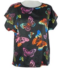 Dámska čierna blúzka s motýlikmi Shein