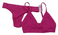 Nové - 2set - Dámská fuchsiová žebrovaná braletka + brazilky Primark