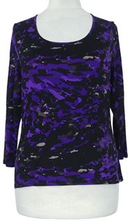 Dámske čierno-fialové vzorované tričko Precis