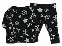 Čierne pyžama s vločkami a hviezdičkami F&F
