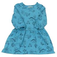 Azurové teplákové šaty s dinosaurami Jojo Maman Bebé