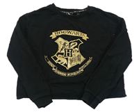 Čierna crop mikina s potiskem Harry Potter