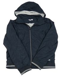 Tmavomodrá šusťáková jarní bunda s kapucí H&M
