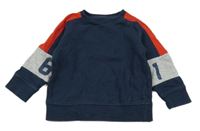 Tmavomodro-sivo-červená mikina s číslami Mothercare