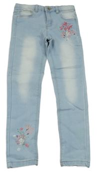 Modré skinny rifle s kytičkami Little kids