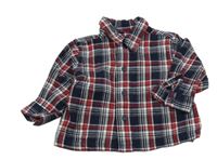 Tmavomodro-bielo-červená kockovaná flanelová košeľa George