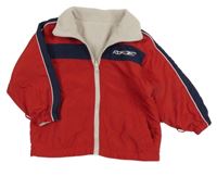 Červeno-tmavomodrá šušťáková jarná obojstranná bunda s logom Reebok