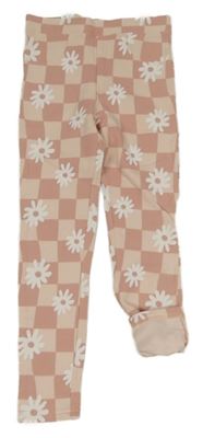 Ružové kockované tregíny s kvietkami