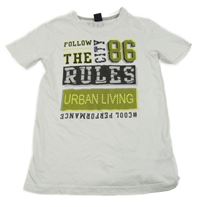 Biele tričko s potlačou Y.F.K.