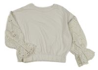 Biela crop mikina s madeirou a kamienkami River Island