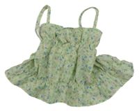 Svetlozelený crop top s kvetinami